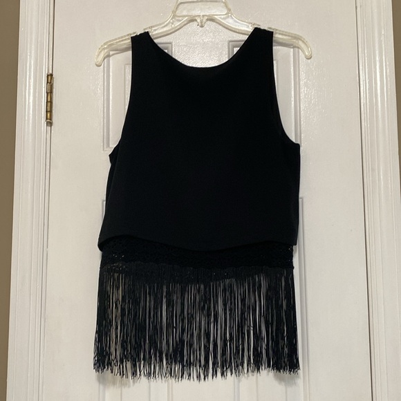 Jessica Simpson Black Top with Fringe - Picture 2 of 5